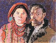 Stanislaw Wyspianski Self Portrait with Wife at the Window, oil painting on canvas